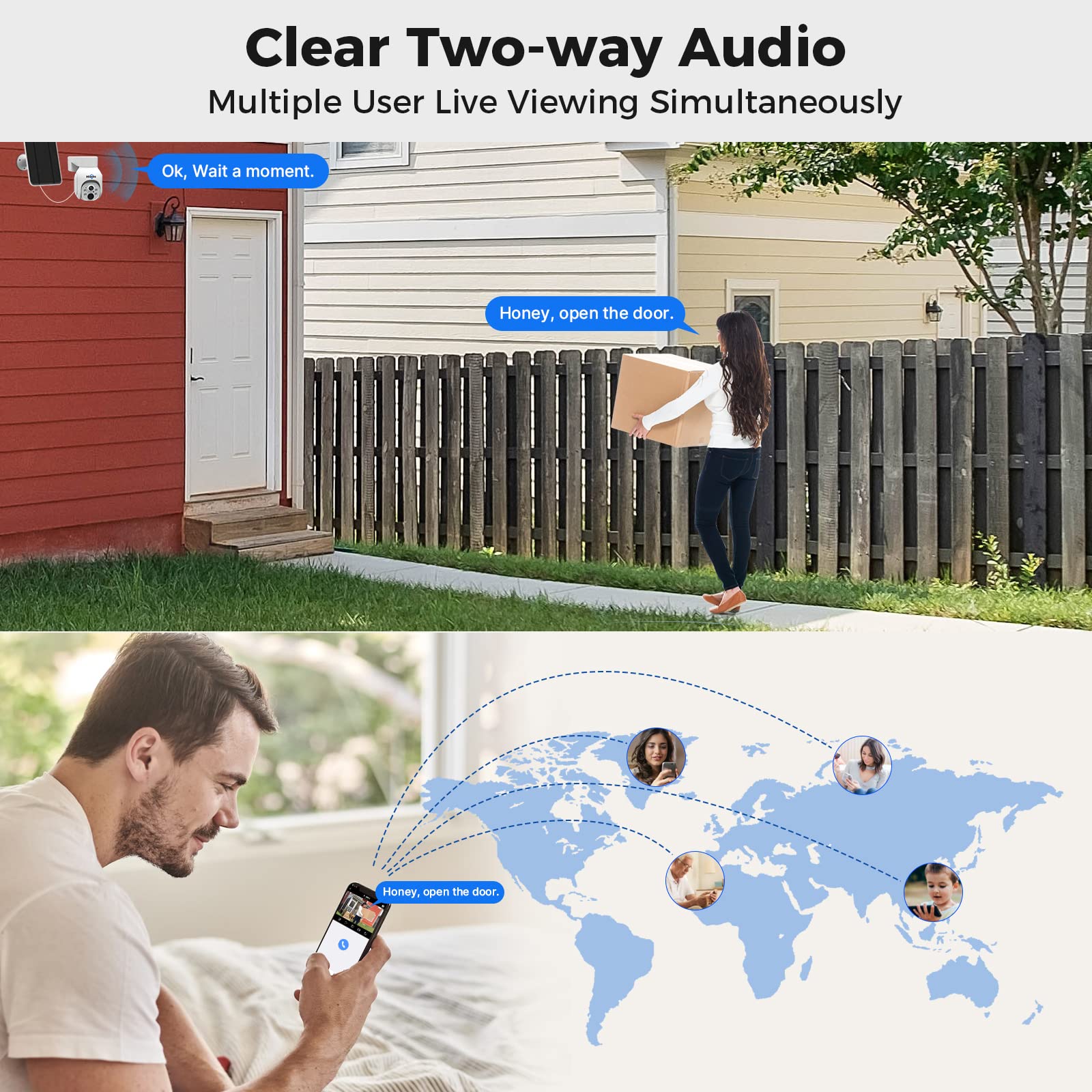 Hiseeu 3G/4G LTE Telecamera da Esterno con Scheda SIM 100MB,Senza Fili 2K 360° Solare PTZ Telecamera Sorveglianza Batteria con Visione Notturna a Colori,Rilevamento PIR,Tracciamento Auto,Audio a 2 Vie