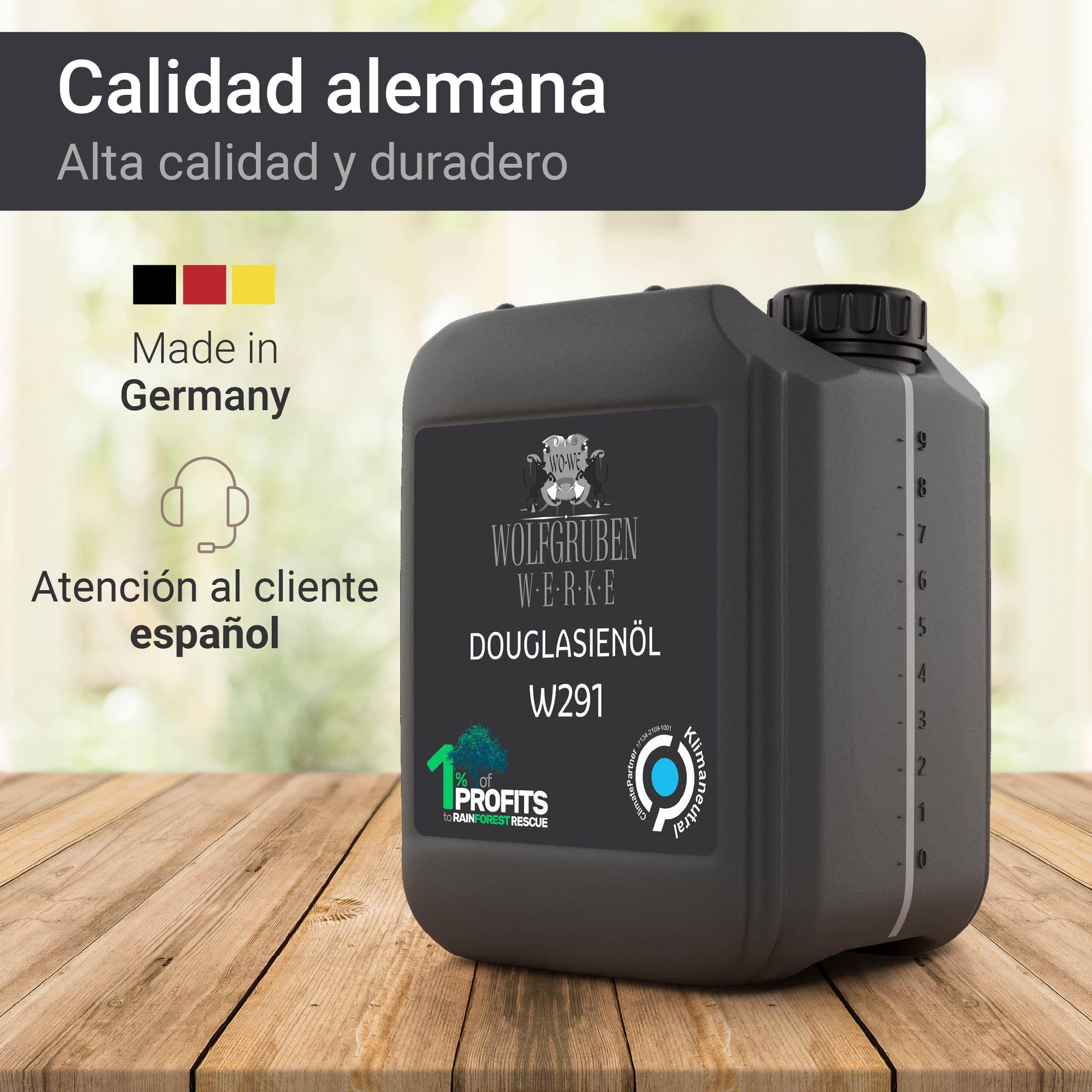 WO-WE Aceite de Abeto Douglas natural protección antiagrisado de madera exterior W291-10L