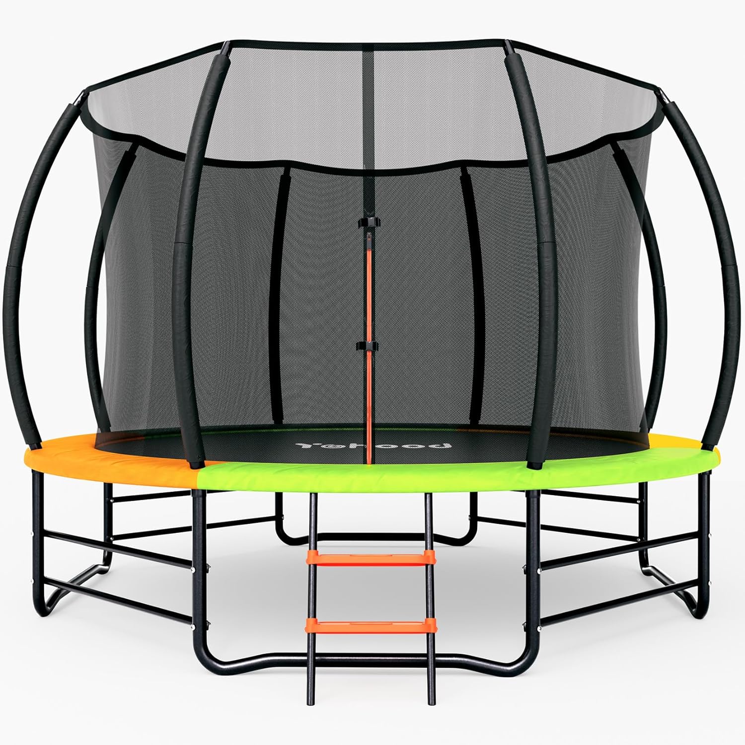Trampoline Outdoor 12FT 14FT, Recreational Trampolines with Enclosure Net and Ladder, ASTM Approved for Kids and Adults, with Additional 8 Stabilizer Bars and Anti-Rust Coated Galvanized Frame 12 FT