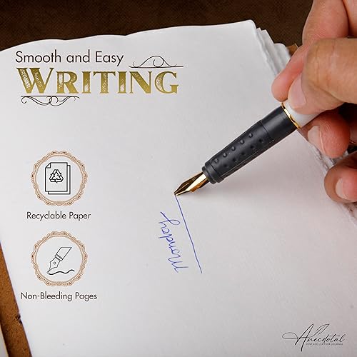 Miniatura 3 de Anecdotal Diario de cuero vintage para escribir, diario vintage de 200 páginas sin forro con cuero genuino, elegante y antiguo diario de cuero hecho