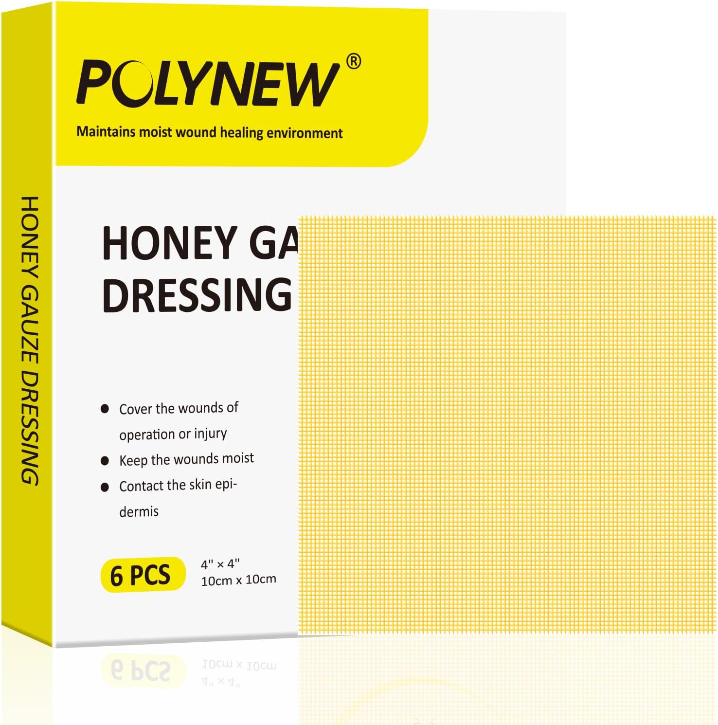 Manuka Honey Gauze Dressing, 6 Individual Pack, 4"x4" Patches, Manuka Honey Wound Care Gauze, for Cuts, Scald and Burns for Wound Healing Dressing