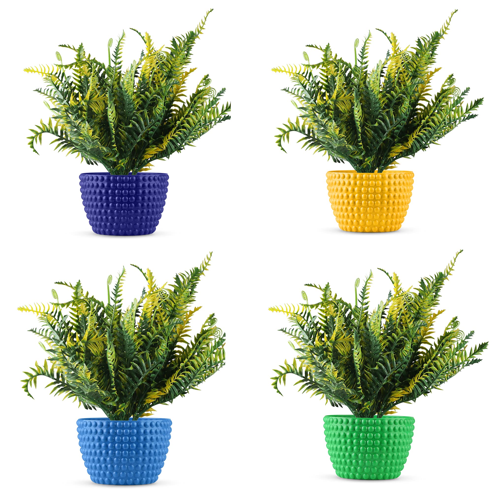 BLUME Polka Dot - Set of 4 Plant Pots with Optional Drainage Holes - Ideal for Office Desk or Table Side Decoration - Modern and Elegant Design