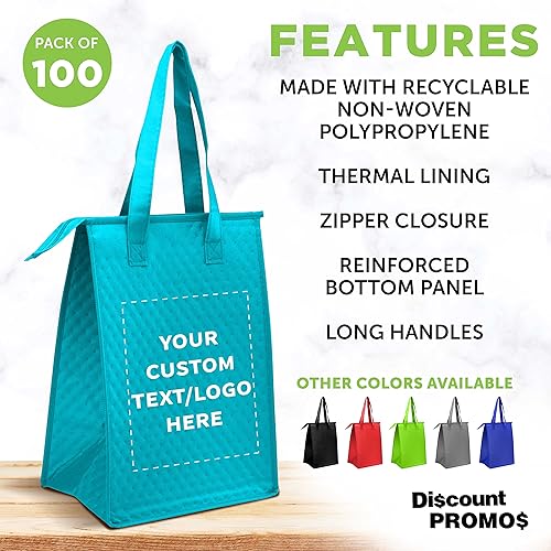 Miniatura 10 de Bolsas de almuerzo aisladas con cremallera para trabajo escuela viaje - Personalizado - Negro