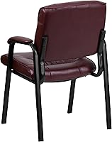 Vista 7 de EMMA + OLIVER Silla de recepción ejecutiva LeatherSoft Borgoña con marco de metal negro