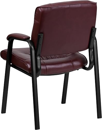 Miniatura 7 de EMMA + OLIVER Silla de recepción ejecutiva LeatherSoft Borgoña con marco de metal negro