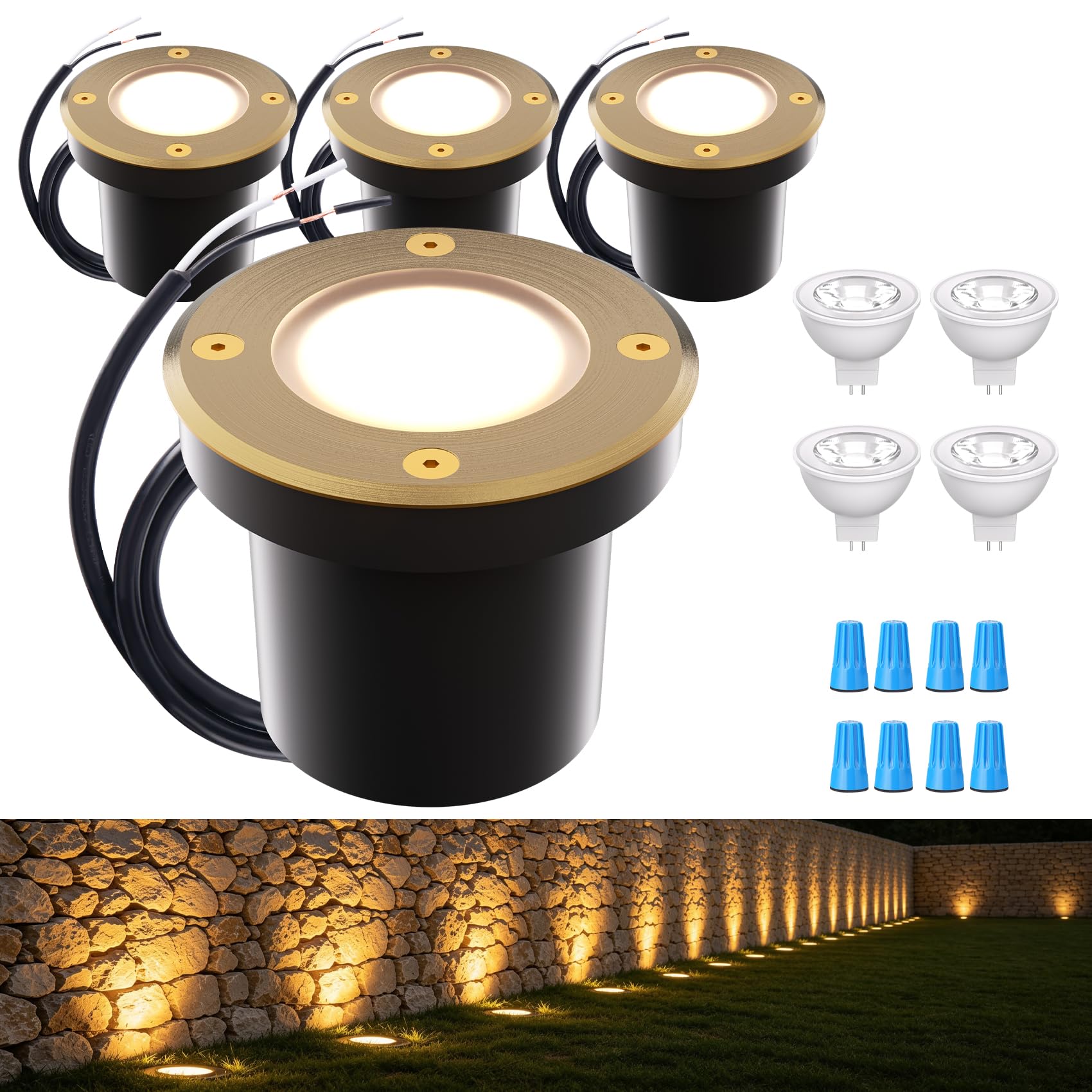 Cheopha Landscape Well Lights 12V In-Ground Light 4W Warm White 4-Pack