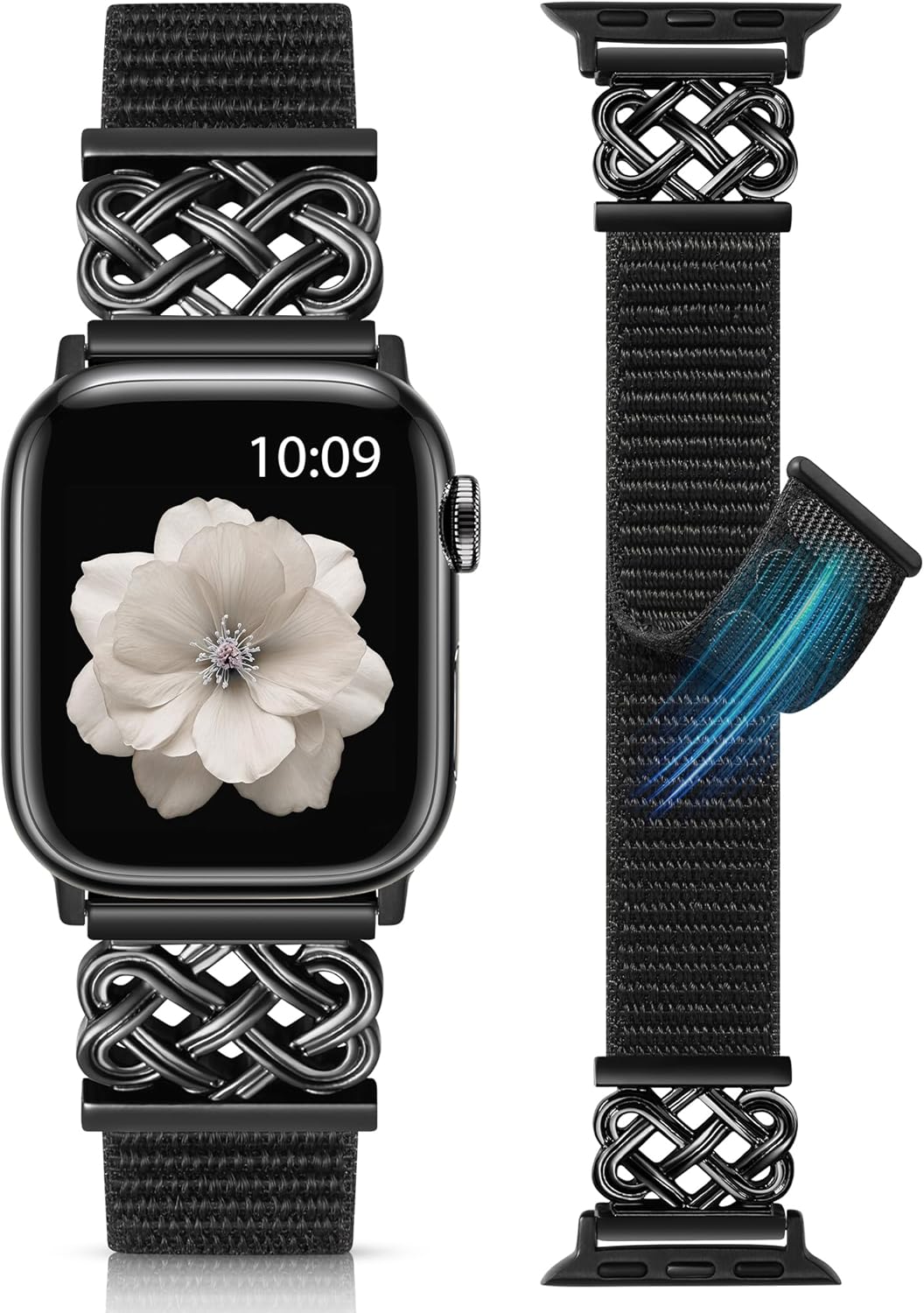 Minyee Nylon Loop Band Compatible with Apple Watch Bands 38/40/41/42/44/45/46/49mm Women Men, Celtic Knot Dressy Adjustable Breathable Braided Straps for iWatch Series 11 10 9 8 7 6 5 4 SE/Ultra 3 2 1