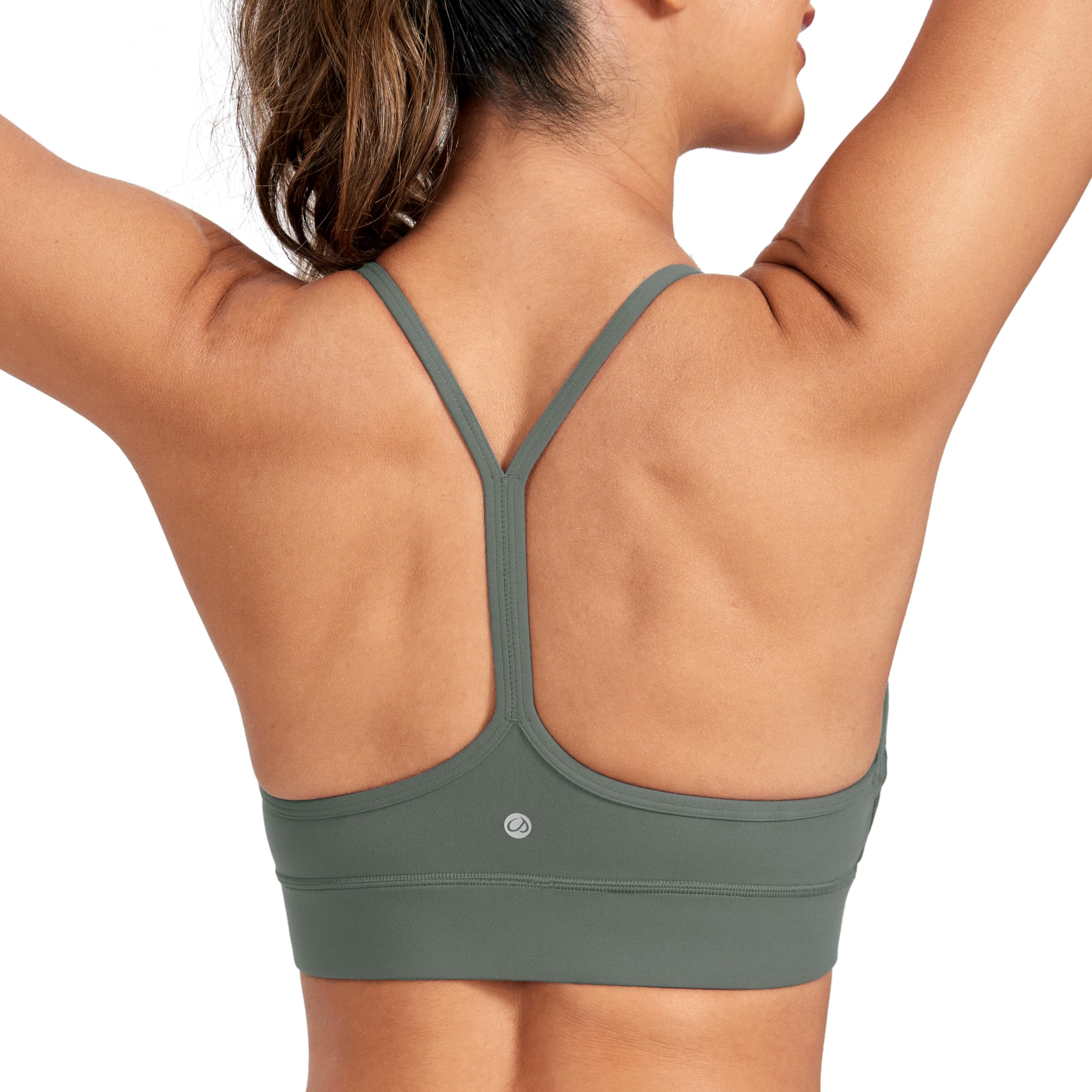 CRZ YOGA Butterluxe Y-Back Longline Sport Bra for Women Light Gym Spaghetti Straps Padded Yoga Bra Comfort Scoop Neck Fitness Crop Tops Grey Sage S