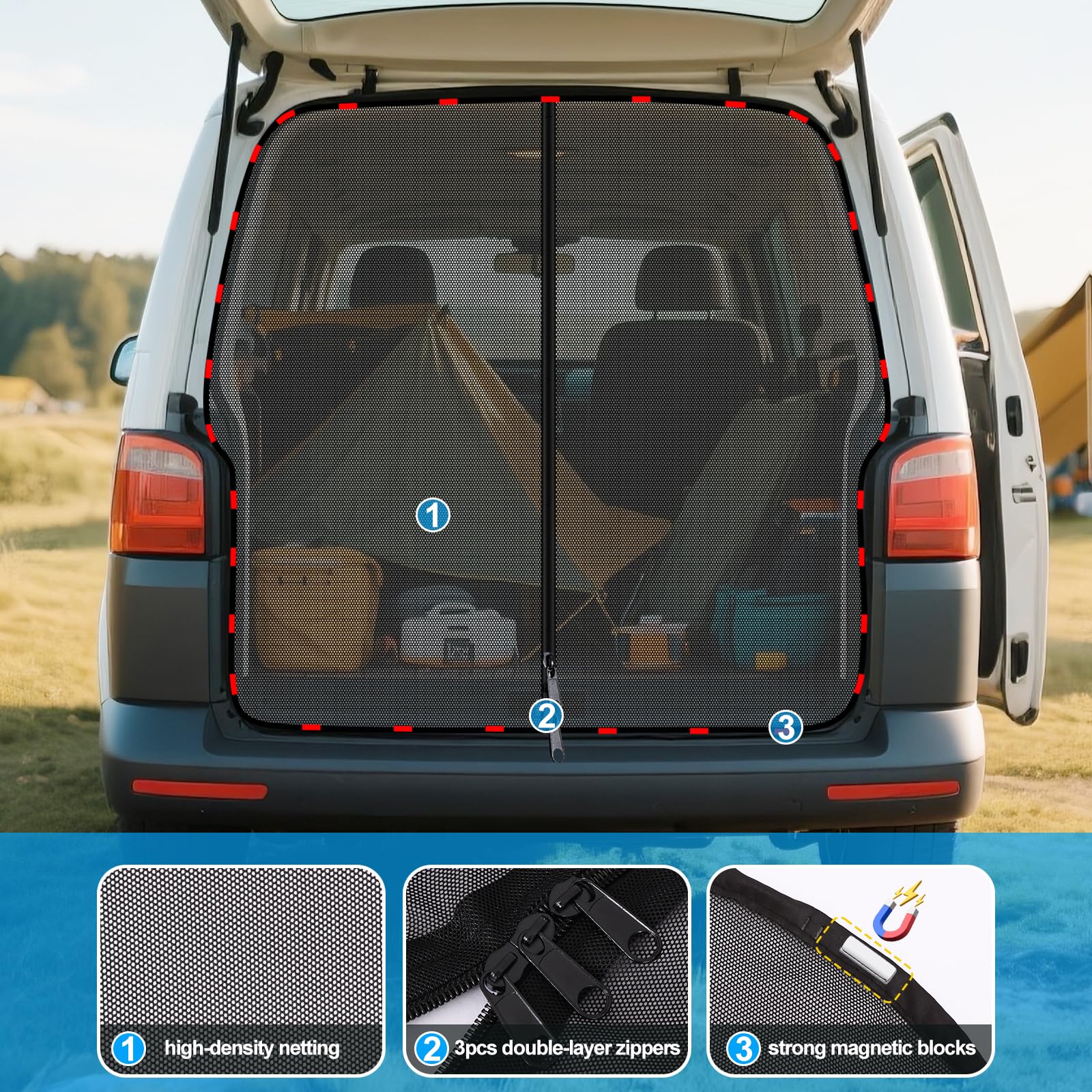 ZATOOTO oskitonetz reißverschluss für VW T5 T6 agnetisch