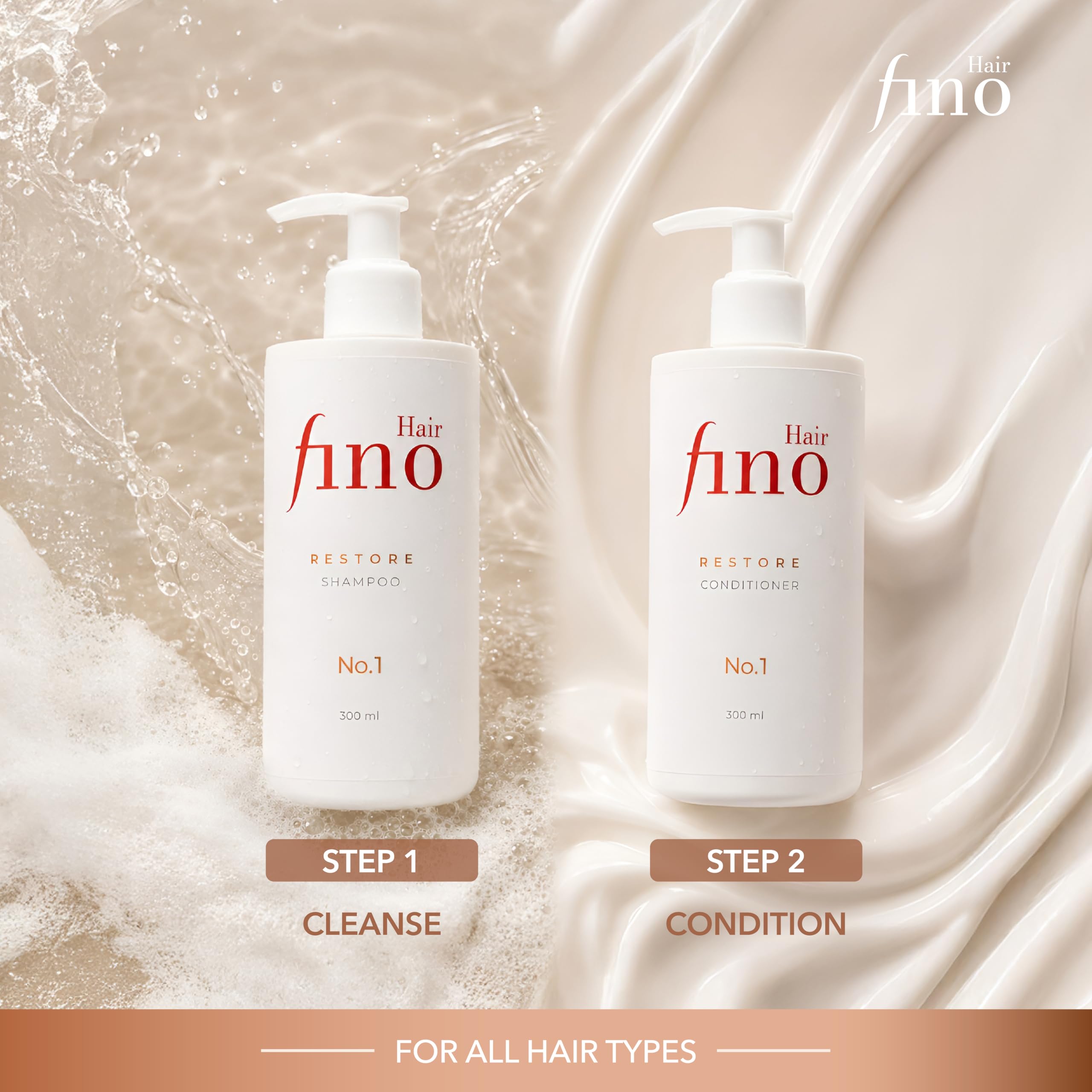 fino Hair Restore - Set shampoo e balsamo n. 1, shampoo e balsamo per capelli danneggiati, con cheratina, biotina e pantenolo, almeno il 97% di origine naturale, senza siliconi e parabeni