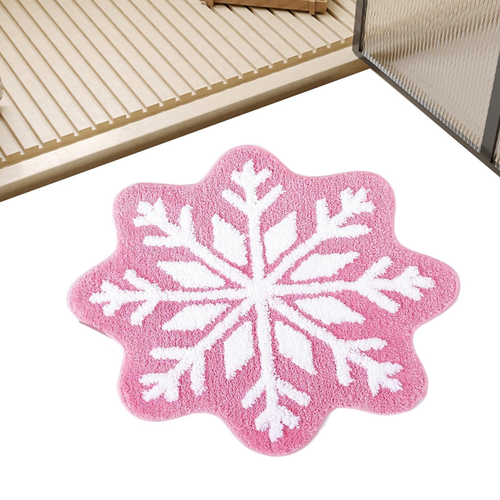 Tapis de salle de bain flocon de neige rouge lavable