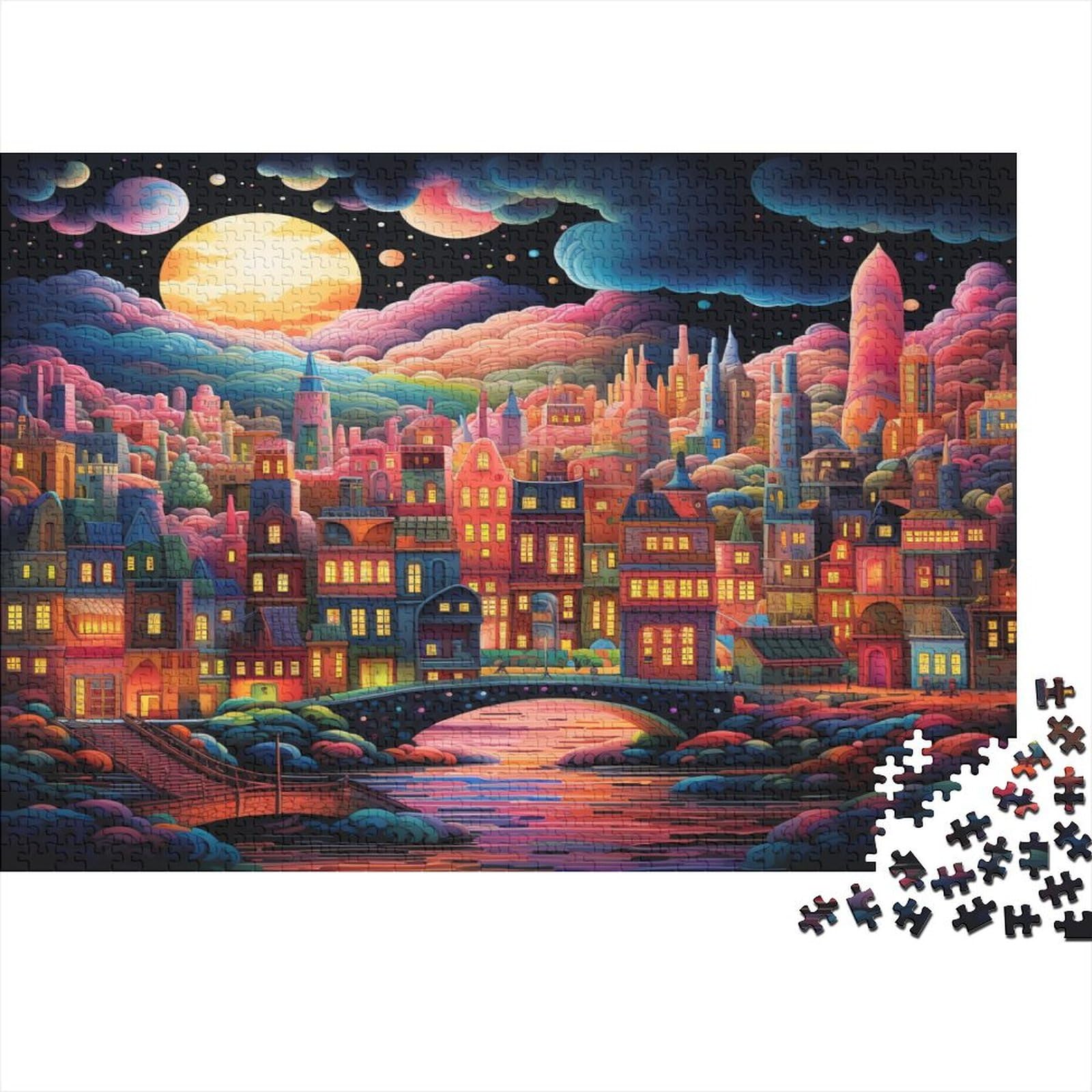 City Night Scenery Puzzle dla dorosłych 1000 sztuk Puzzle dla dorosłych Puzzle Puzzle Zabawki 1000 sztuk Puzzle Wyzwanie Dla Dorosłych Wystrój domu 1000 sztuk (75 x 50 cm)