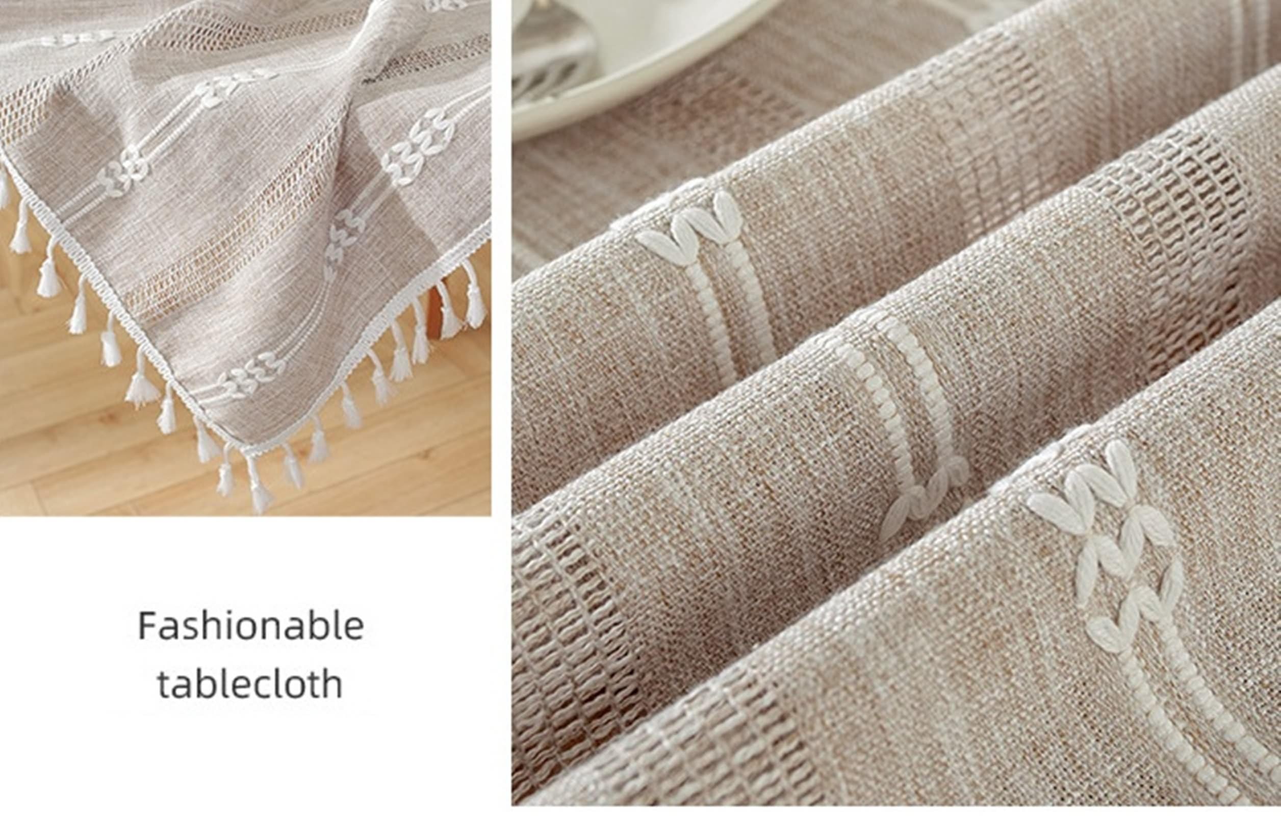 Tovaglie Antimacchia Rettangolari, Poliestere Motivo a strisce all'uncinetto Tovaglia per Casa e Cucina, Tovaglia Elegante per Picnic, Caffè leggero, 140 x 220 cm