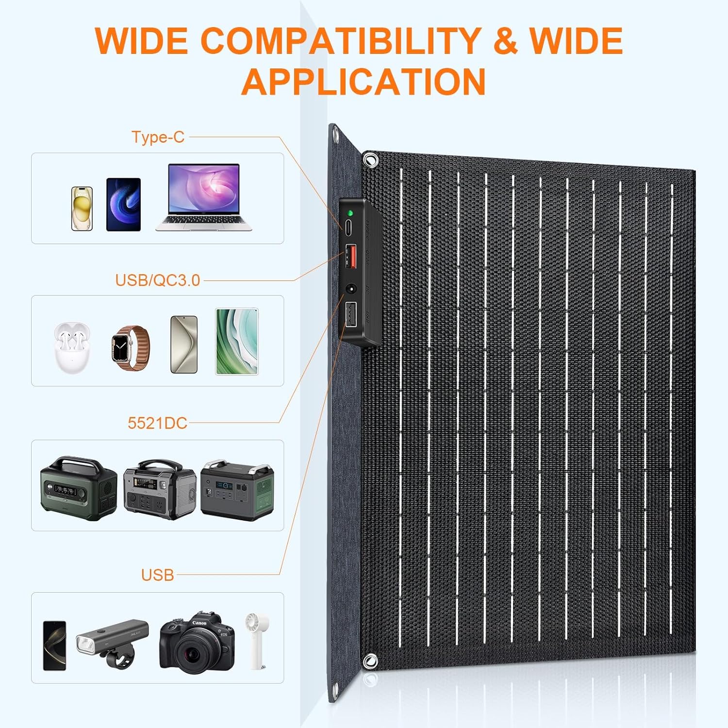VLAIAN 30W 100W 200W 400W Solar Panel,Portable Foldable Solar Panel Kit,Black with Carrying Case (30W) - Image 3