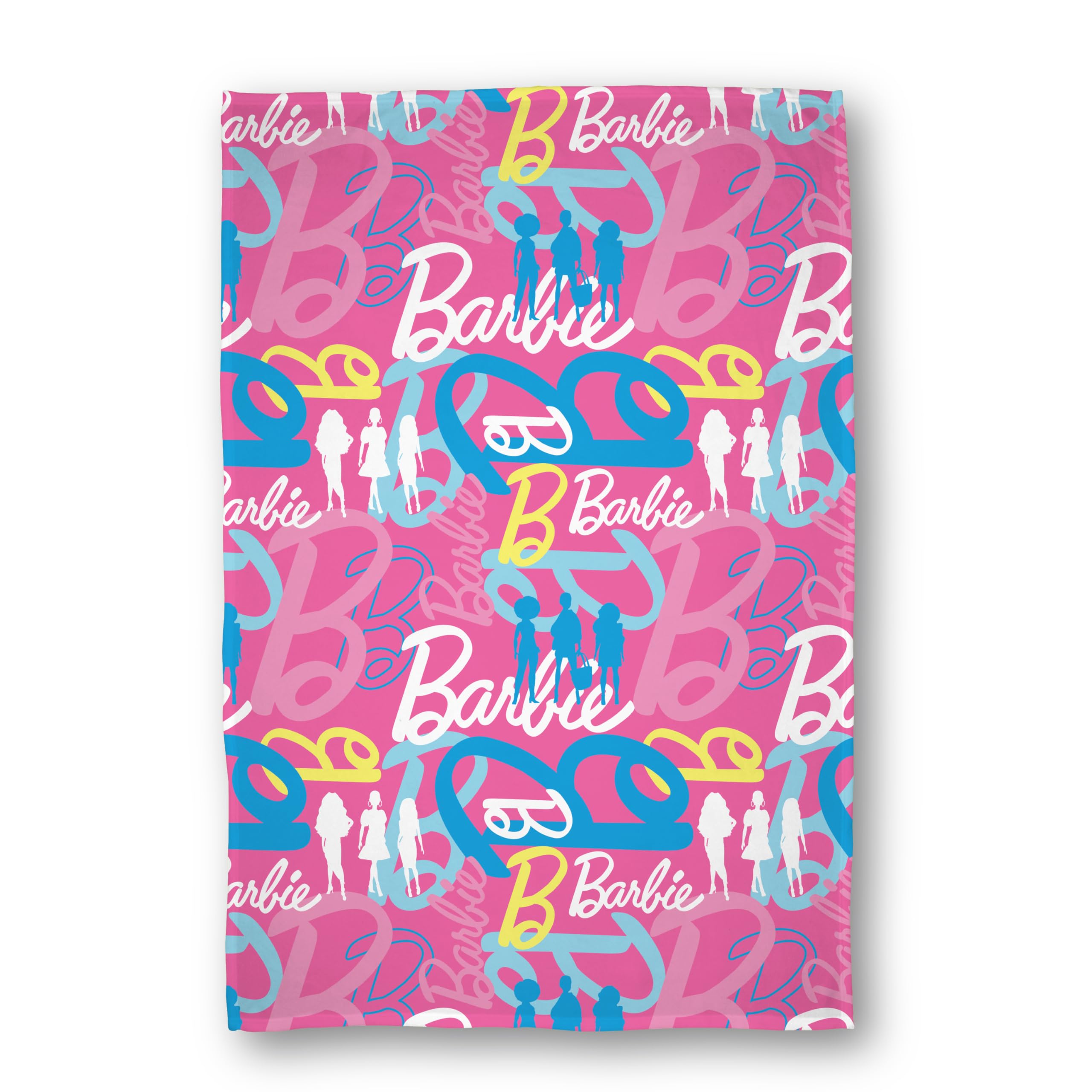 Character World Multicolour Barbie Officially Licenced Fleece Blanket | Pink Logo Design | Unboxed Bedroom Design | Warm Super Soft Feel Throw Comforter | Perfect For Home, Bedroom, Travel, Sleepovers & Camping