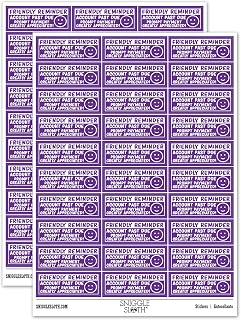 Friendly Reminder Account Past Due Happy Face Sticker Pack - Matte Finish - Medium 1.75" Size - Purple