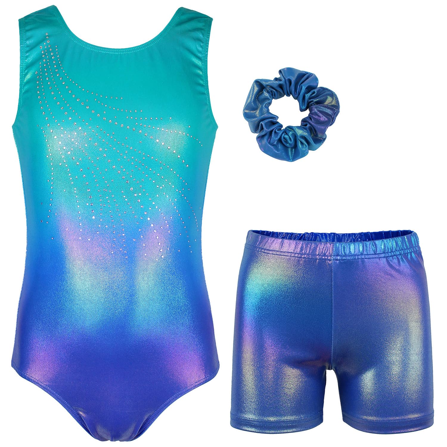 MODAFANSGymnastics Leotards for Girls Sparkly Dance Unitards Biketards Black Activewear for Girls 4-13Years
