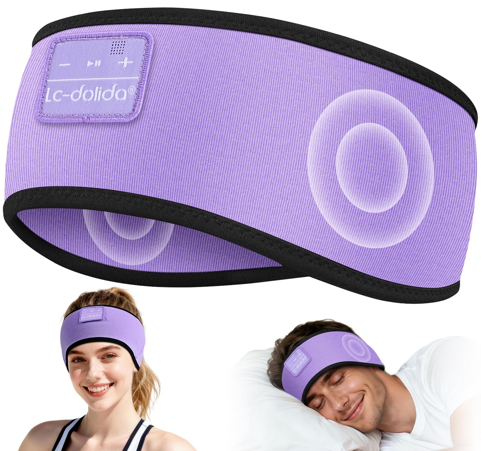 LC-dolida Schlafkopfhörer Bluetooth Stirnband Kopfhörer, Schlafkopfhörer Seitenschläfer Schlaf zum Kopfhörer 15+ Std Playtime Schlafstirnband mit HiFi-Stereo für Sport Training,Joggen,Yoga,Reisen