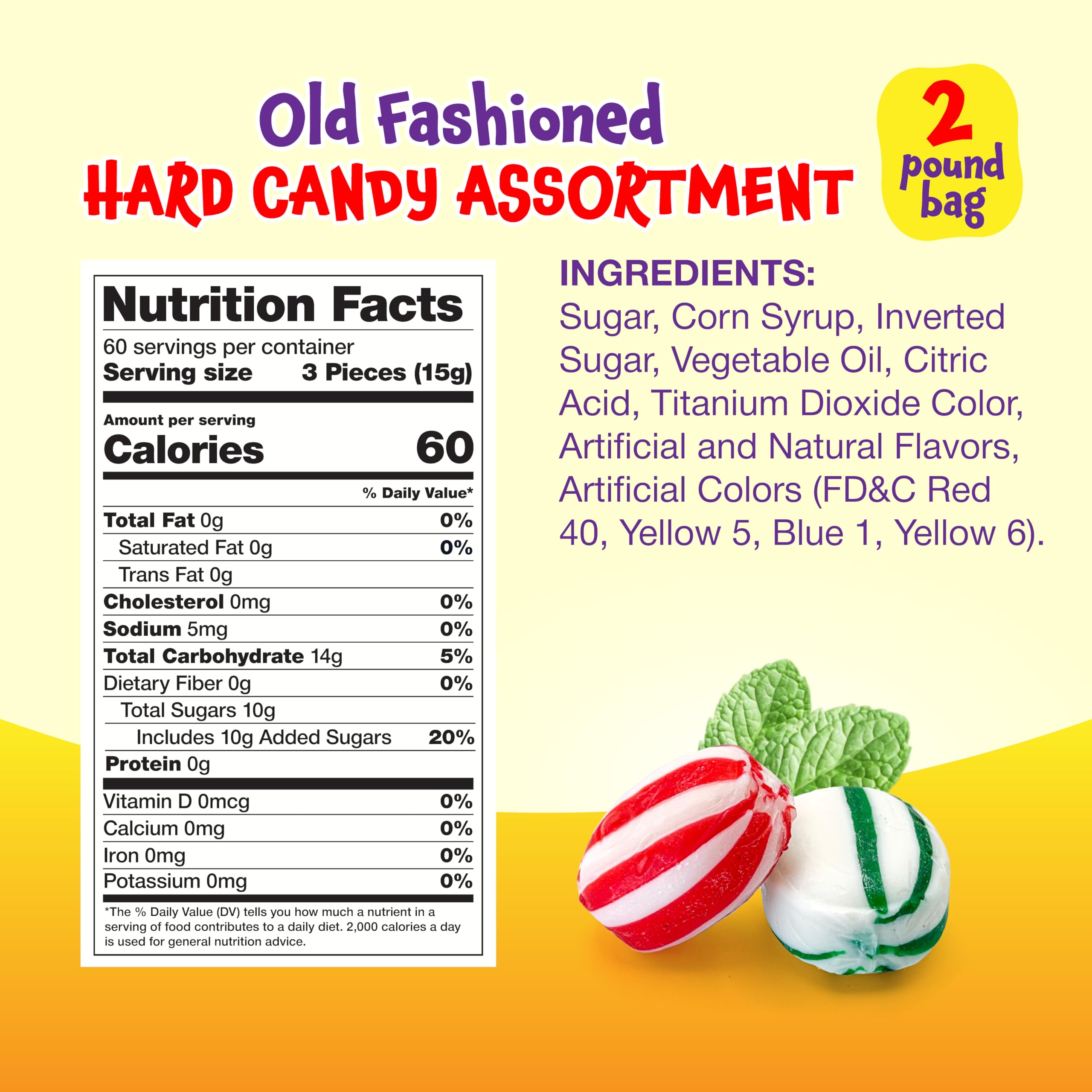 Old Fashioned Hard Candy Sortiment – 0,9 kg Beutel – Bonbons einzeln verpackt – Pfefferminze, Erdbeere, Zimt, Butterscotch und Fruchtaromen