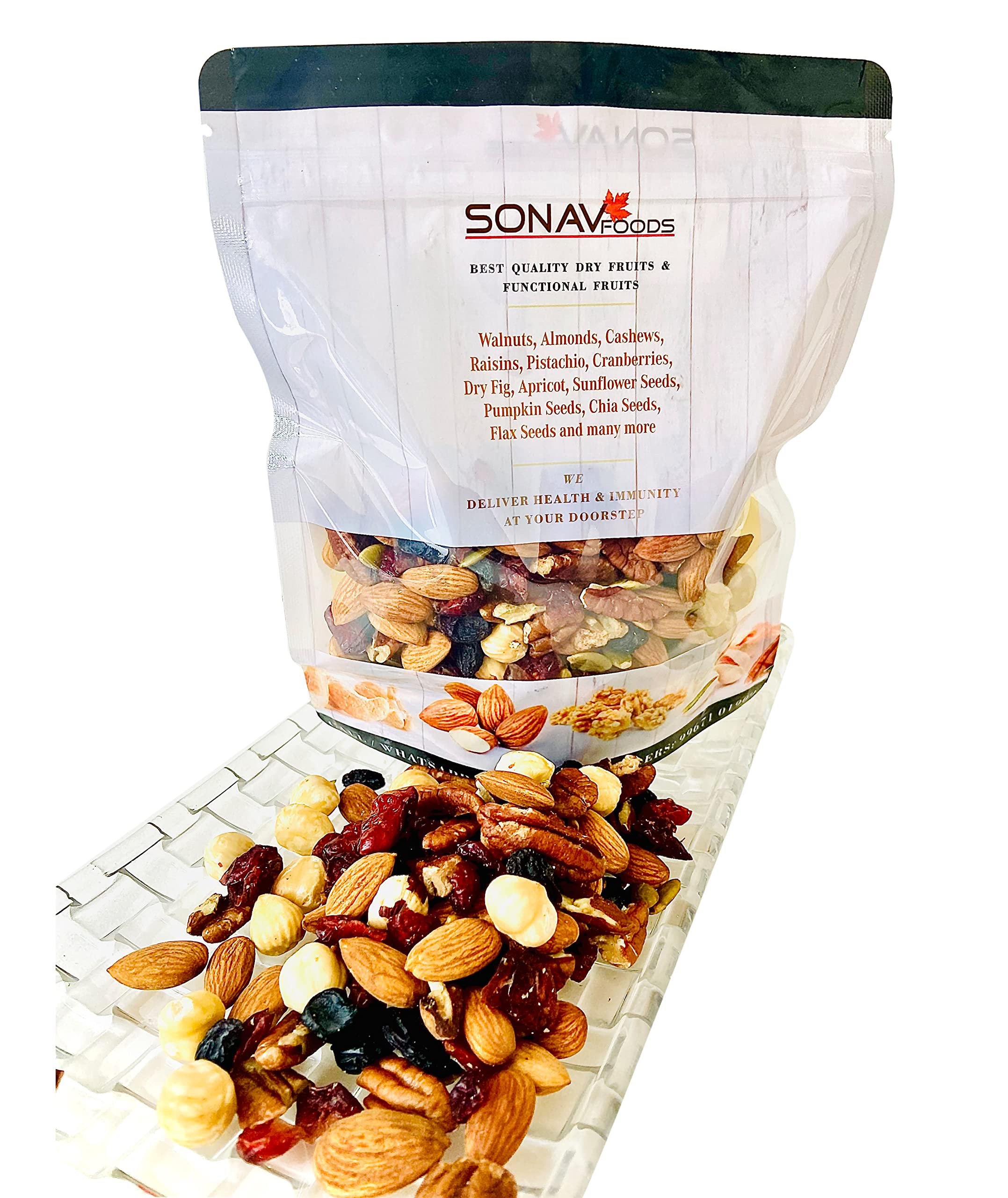 Sonav Foods Mixed Berries, Nuts and Seeds - Super Trail Mix | Varieties of Assorted Dry Fruit Mix with Berries, Nuts, Seeds & Fruits as Immunity Booster.(pack of 2)250gram Each pack Total 500gram.