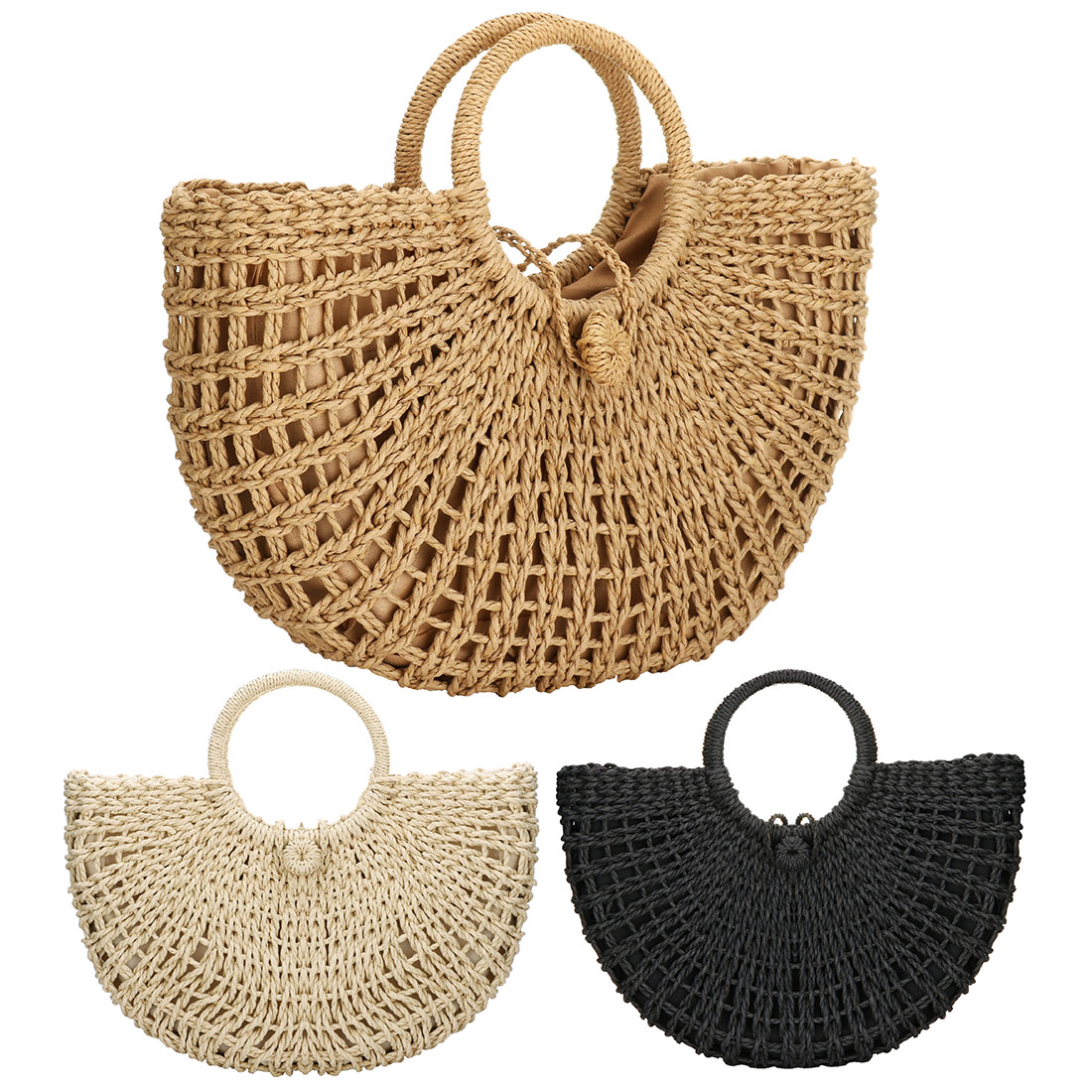 Bolso Tote de Ratán Tejido a Mano para Mujer miniatura 7