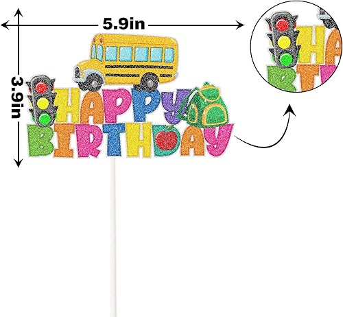 Miniatura 2 de Decoración para tartas de feliz cumpleaños, letrero de autobús escolar, decoraciones para escuela primaria, suministros de fiesta de cumpleaños de