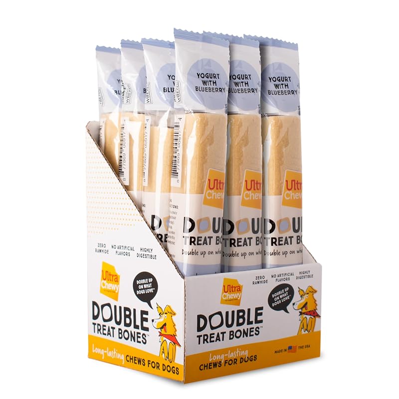 Ossos Mastigáveis para Cães com Iogurte e Mirtilo Ultra Chewy, 79 g, Pacote com 12