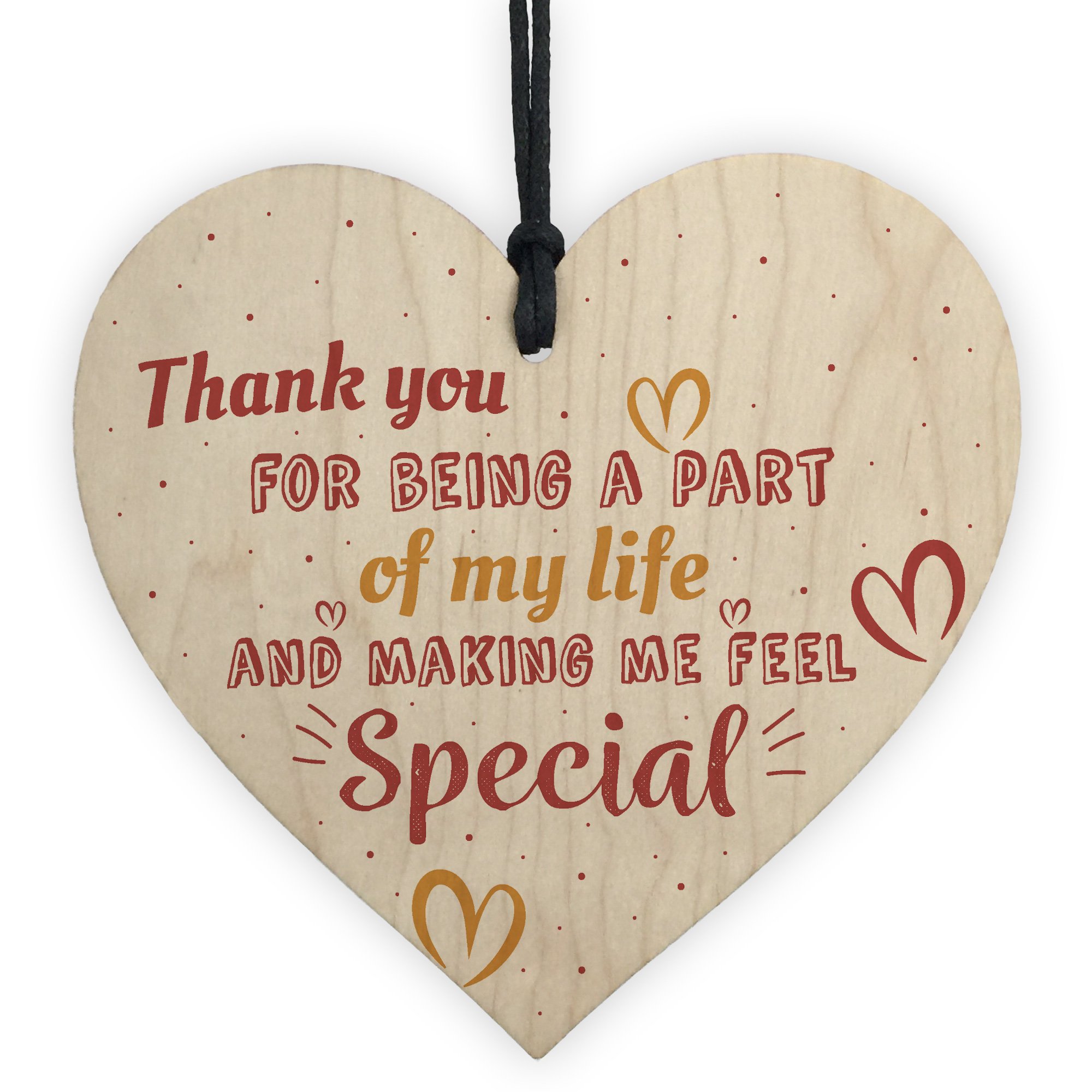 Red Ocean Thank You Colleague Friendship Teacher Family Birthday Gift Wooden Hanging Heart Plaque Sign