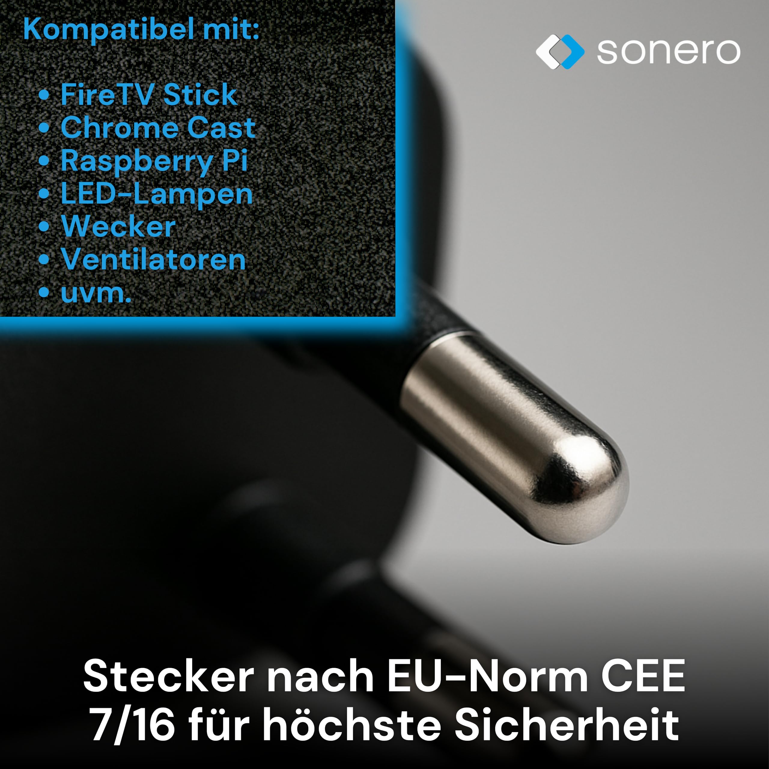 Sonero Ładowarka USB A, adapter wtyczki, zasilacz sieciowy 5 W, kompatybilna z FireTV Stick, Raspberry Pi, koncentratorem, głośnikiem, UVM, ładowarką, czarna