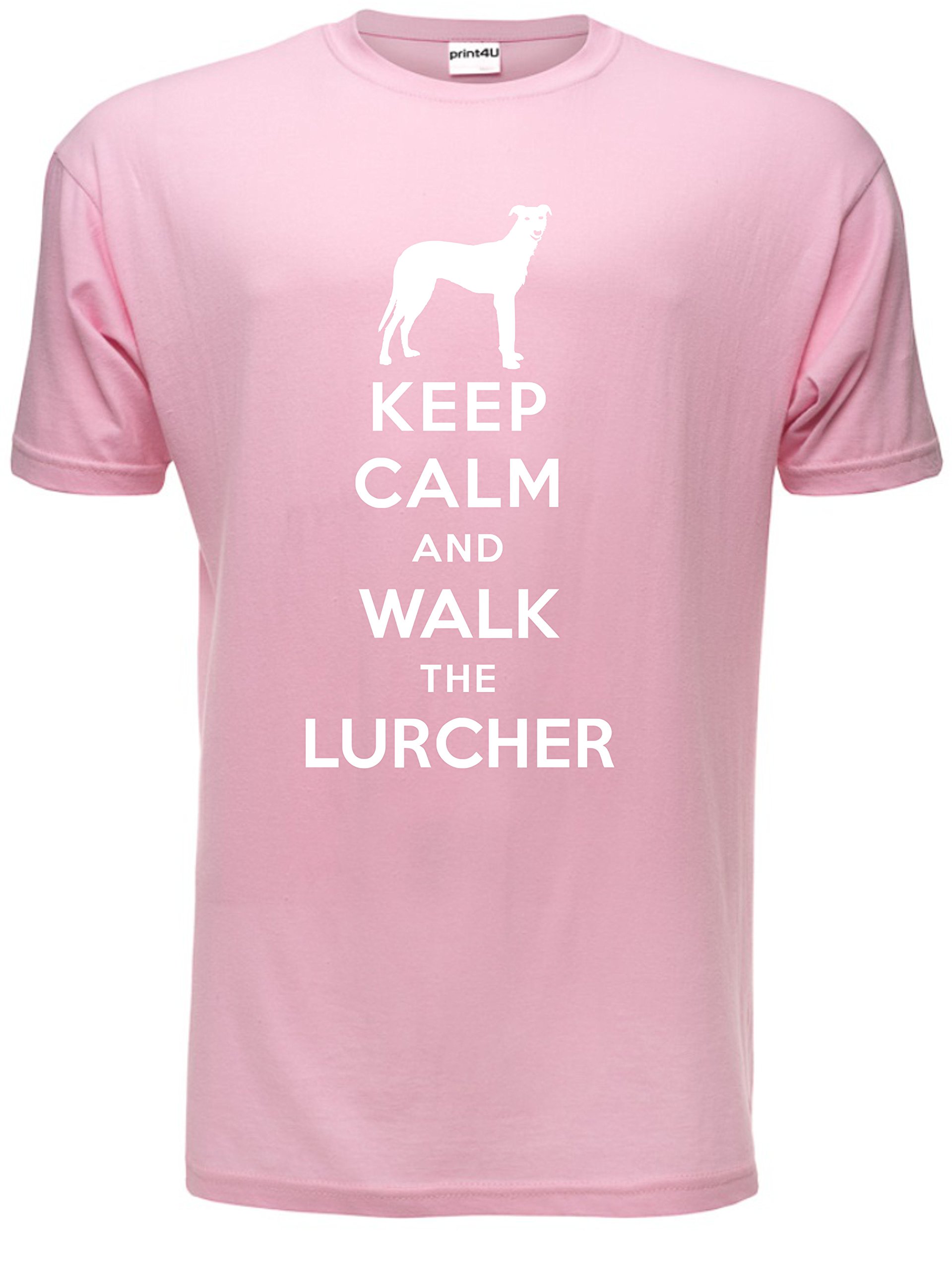 Print4u Men's Pink Keep Calm Walk The Lurcher Kc Dog Lovers Gift T Shirt X-Large