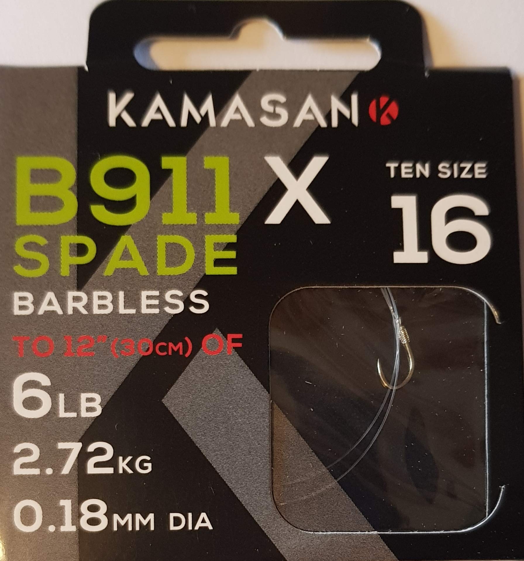 KAMASAN EXTRA STRONG B911 BARBLESS SPADE FISHING HOOKS TO NYLON SIZE 16 COARSE CARP TACKLE