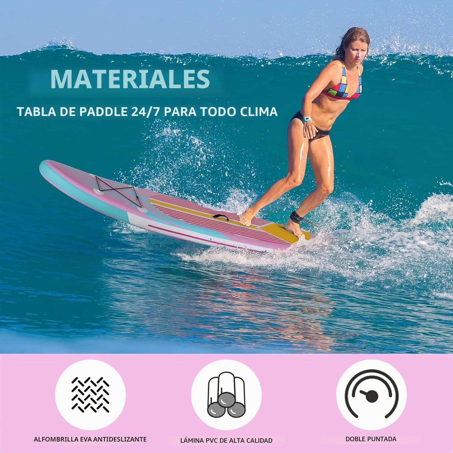 Tabla de Sup Paddle Surf Inflable, 305 x 76 x 15 cm con Accesorios Premium, abla Padel Surf Hinchable con Gran Estabilidad y Resistencia para Yoga, Turismo, Pesca, 200 KG