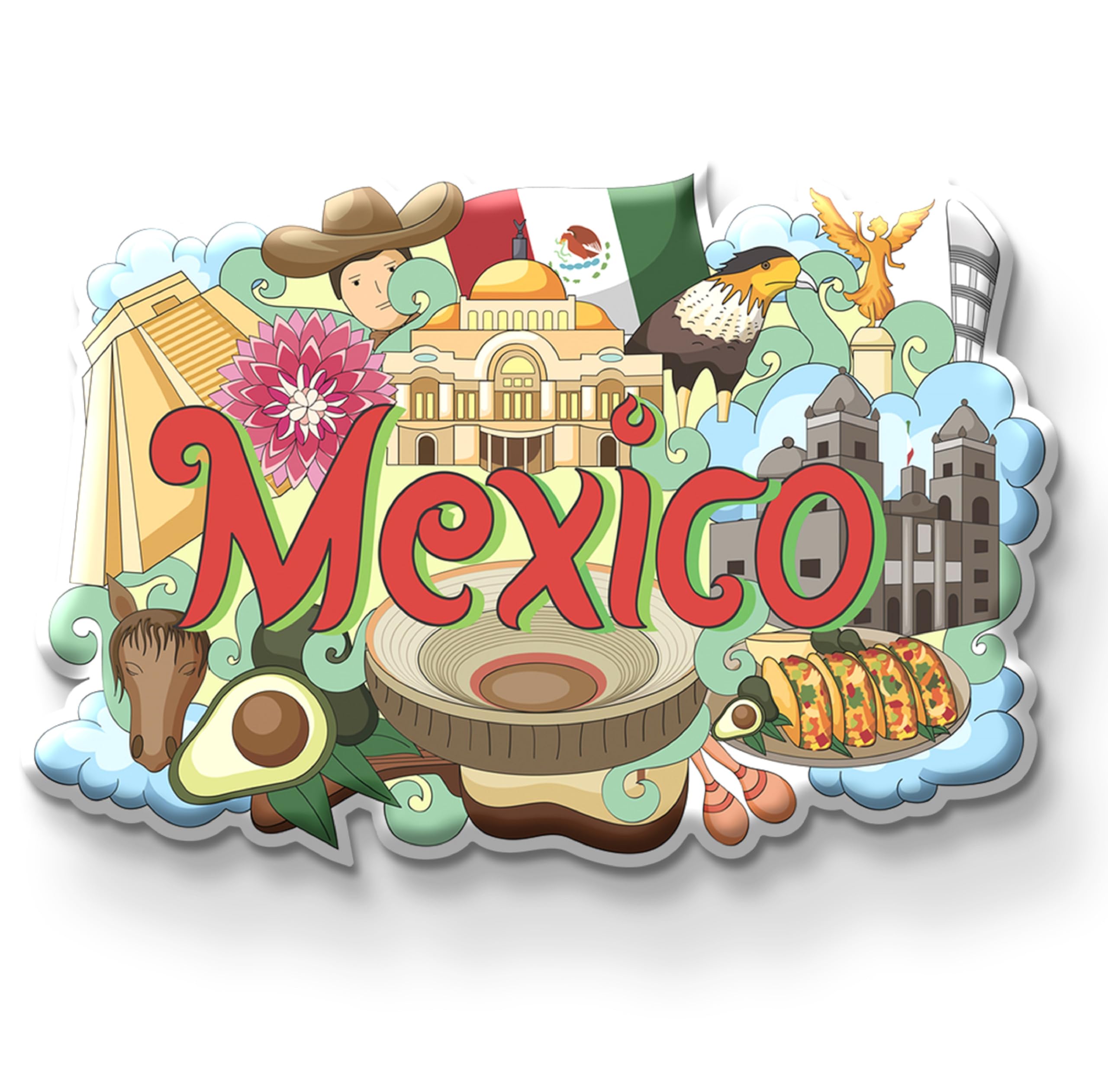 Mexico Country Theme Souvenir Wooden Fridge Magnet for Refrigerator - Mexico Printed Stylish Magnet for Fridge Decoration