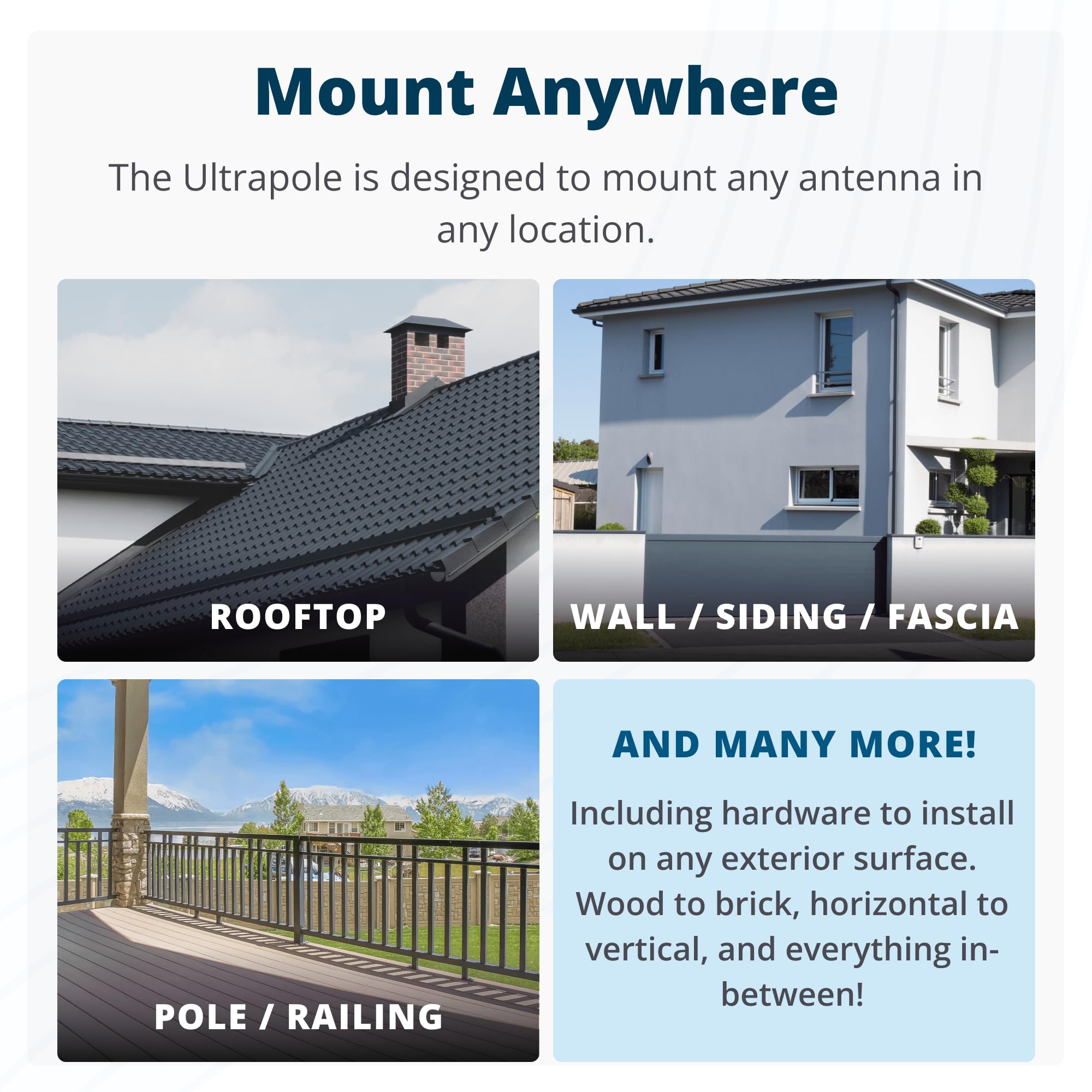 Waveform Ultrapole : le support d'antenne universel | 43,2 cm à 83,8 cm J Pole Mount pour antenne extérieure | Résistant aux intempéries | Antenne amplificateur de signal, antenne Yagi | Kit complet