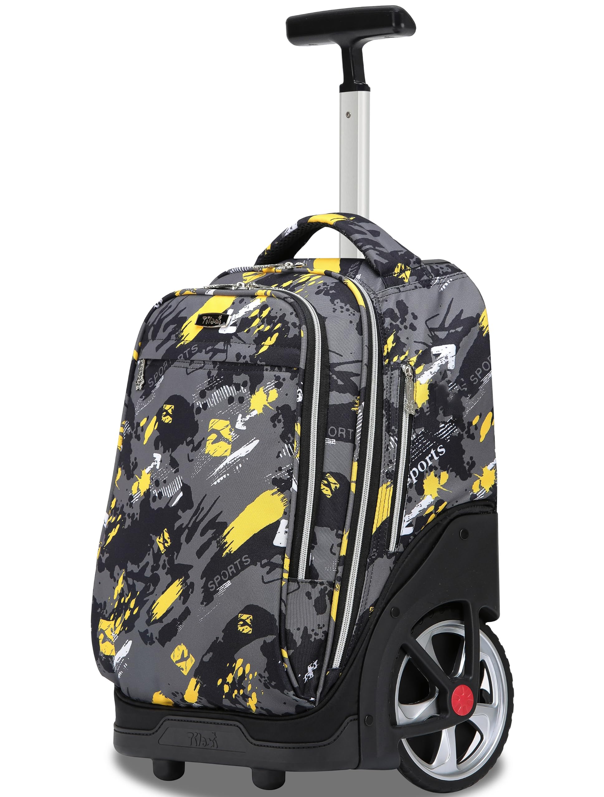 NEW TILAMI 19 Inch Rolling Backpack for School Stair-Climbing, Yellow Black