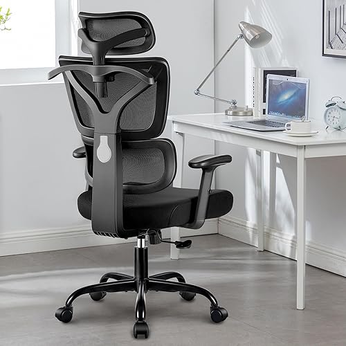 Miniatura 7 de Winrise Silla de oficina ergonómica, silla de escritorio con respaldo alto, silla de juegos grande y alta, reclinable, cómoda, silla de oficina en