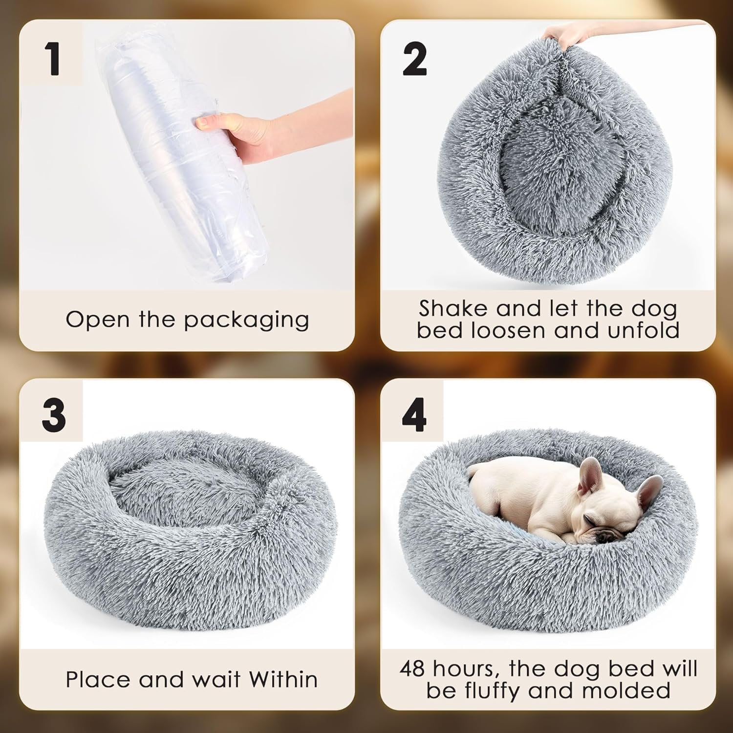 Cama Perro Pequeño 50X50cm Antiestres .Cama Redonda Perro Cama para Perros Pequeños. Cama Gato Invierno Lavable.