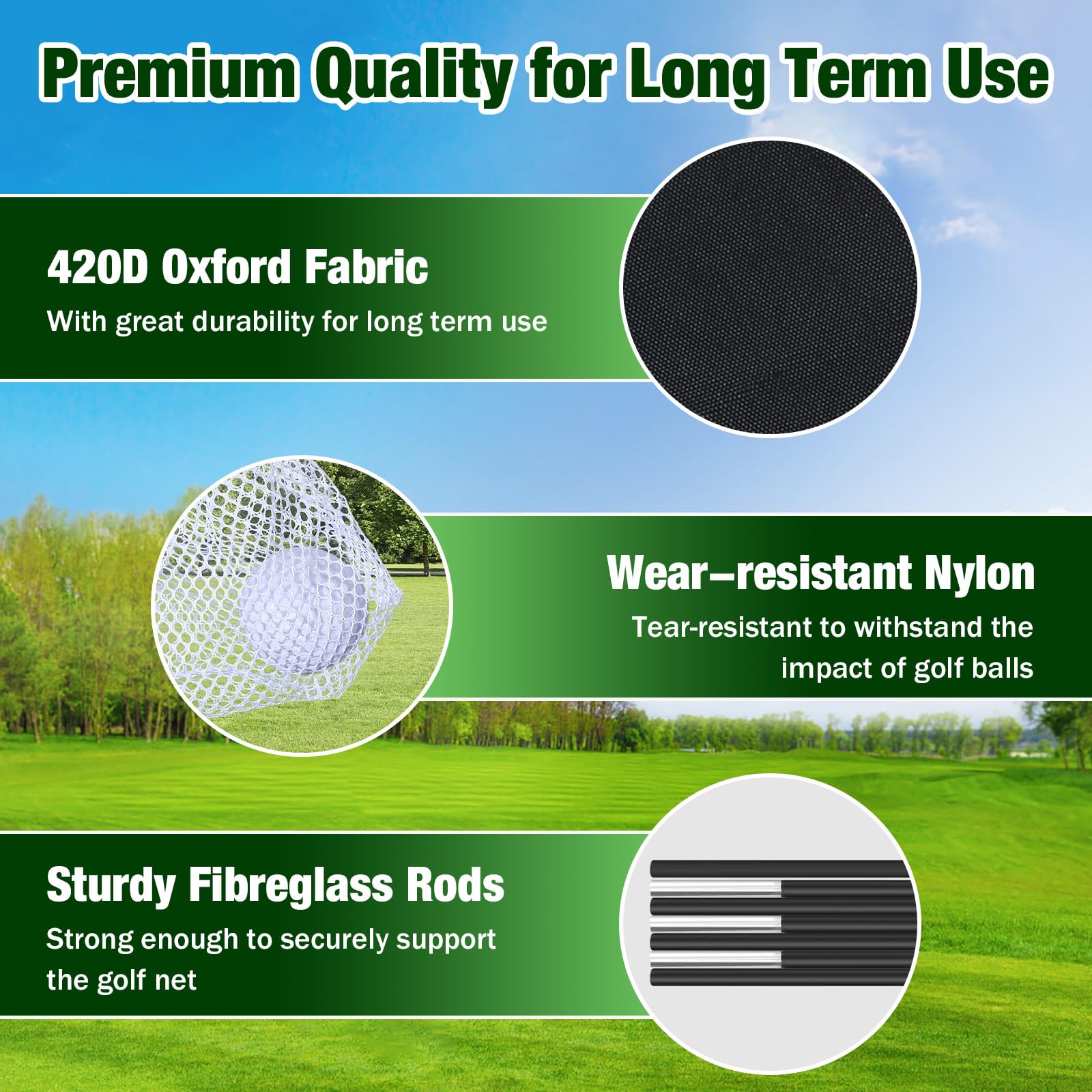 MoKo Golf Net with Practice Mat, Golf Hitting Net for Outdoor Indoor Backyard Driving Chipping Swing Training, All-in-One Multi-Target Training Aid Practice Nets with Tri-Turf Mat - 3