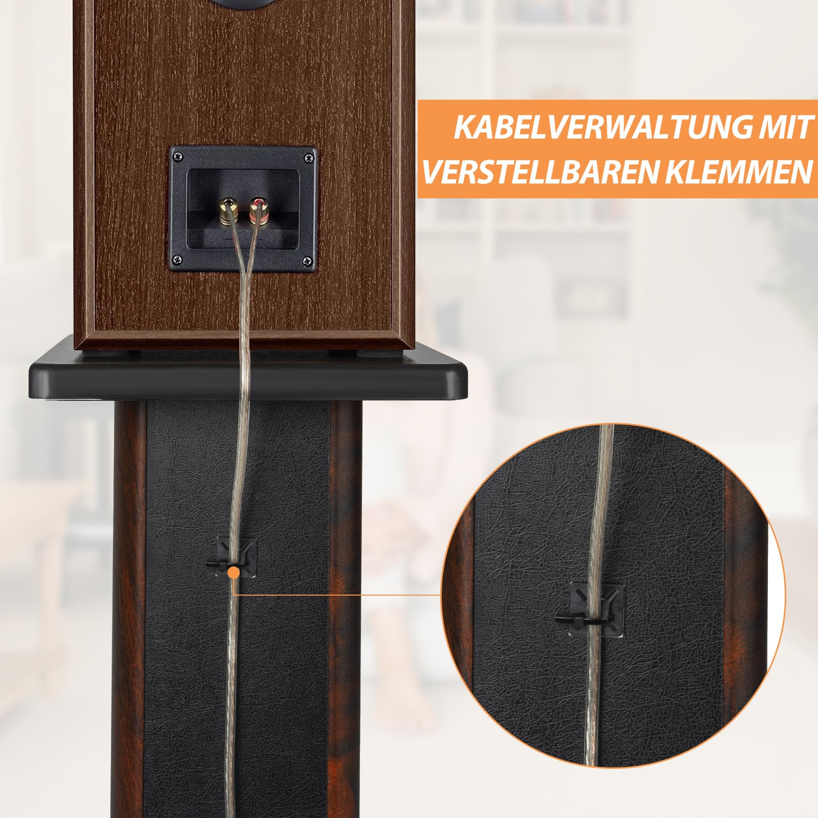 2er-Pack Holz-Lautsprecherständer mit Sand Füllbarer Design, Boxenständer Holz für Satelliten Regallautsprecher, Tragkraft bis zu 50 KG, Universelle Lautsprecherständer (60CM)