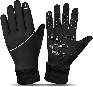 MOREOK Mens Winter Gloves Touch Screen Gloves Water Resistant Windproof Warm Gloves for Running Cycling Driving Outdoor Sports-S