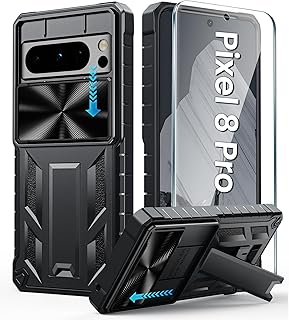 FNTCASE for Google Pixel-8-pro Phone Case: Military Grade Drop Proof Protective Rugged Pixel 8pro Cell Phone Cover with Kickstand & Slide | Shockproof Matte Heavy Duty Protection Tough Cases