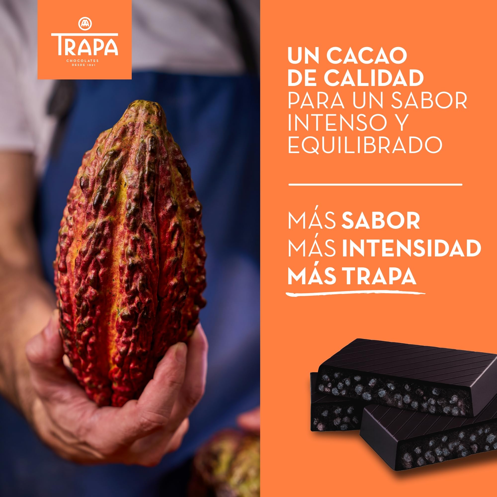 TRAPA | Turrón de Chocolate Negro Crujiente | 140 g | Sin Gluten y Sin Aceite de Palma