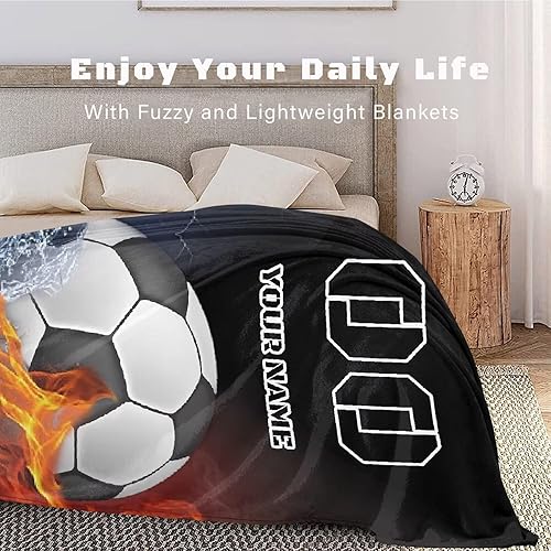 Miniatura 3 de Manta de fútbol personalizada con nombre, manta personalizada para niñas y niños, mantas de números personalizados para equipo de fútbol, mantas