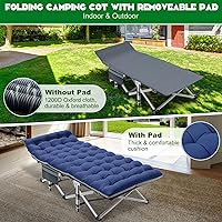 Vista 4 de NAIZEA Catres plegables para adultos, catre portátil con colchón, cama resistente al aire libre con bolsa de transporte 1200d tela Oxford catres