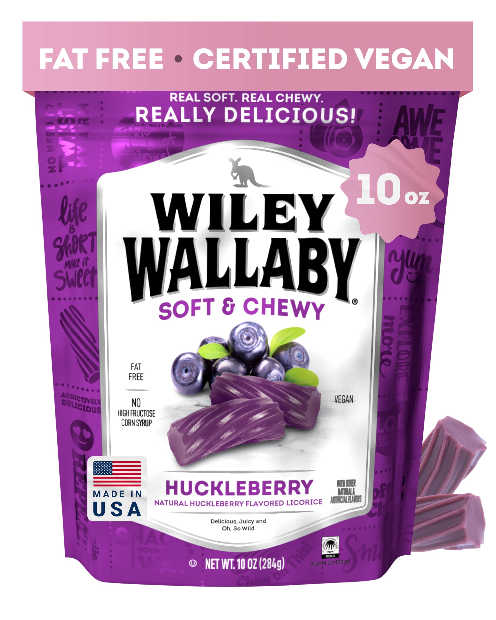 Wiley Wallaby Licorice 10 Ounce Classic Gourmet Soft & Chewy Australian Huckleberry Licorice Candy Twists, 1 Pack