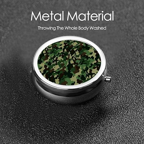 Miniatura 6 de Aniaml Camouflage Green Print Round Pill Box 3 Compartment Medicine Pill Case Portable Pill Container for Daily Medicine Supplement Vitamin