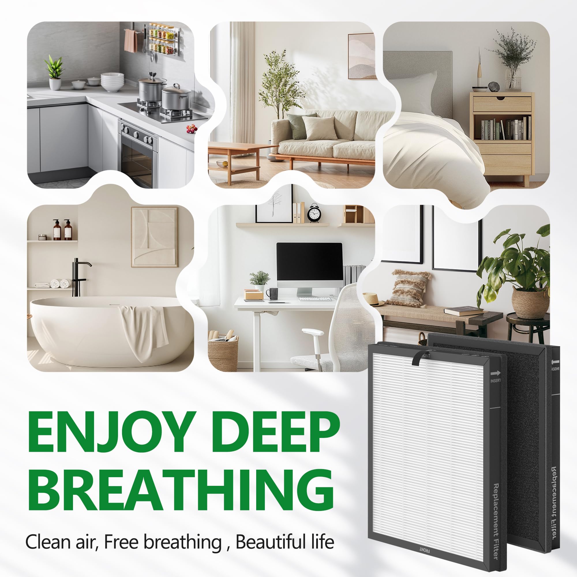AP2301 Ersatzfilter, kompatibel mit Airtok AP2301 und Honeyuan ZY3866G Luftreinigern, auch kompatibel mit SereneLife 1800 m², Luftreiniger, mit Aromatherapie-Tabletten