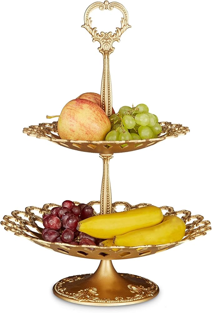 Relaxdays Metal Serving Stand Platter w 2 Tiers 44 x 31 x