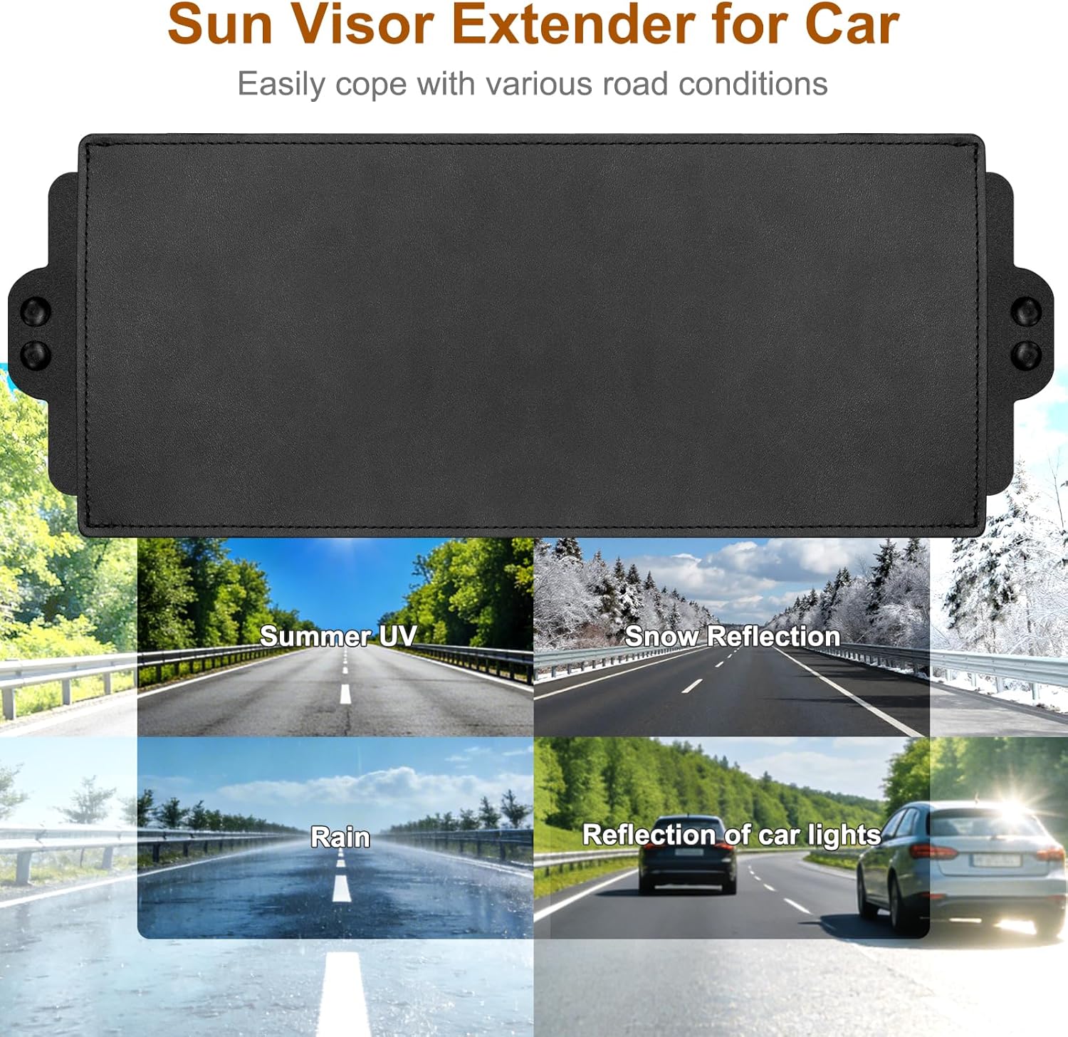 Sun Visor Extender for Car, Visor Extender Sun Blocker, Sun Visor Extension with Anti-Glare Lens Blocks UV & Sunlight, Adjustable Car Sun Visor for Safe Driving (2 Pack)