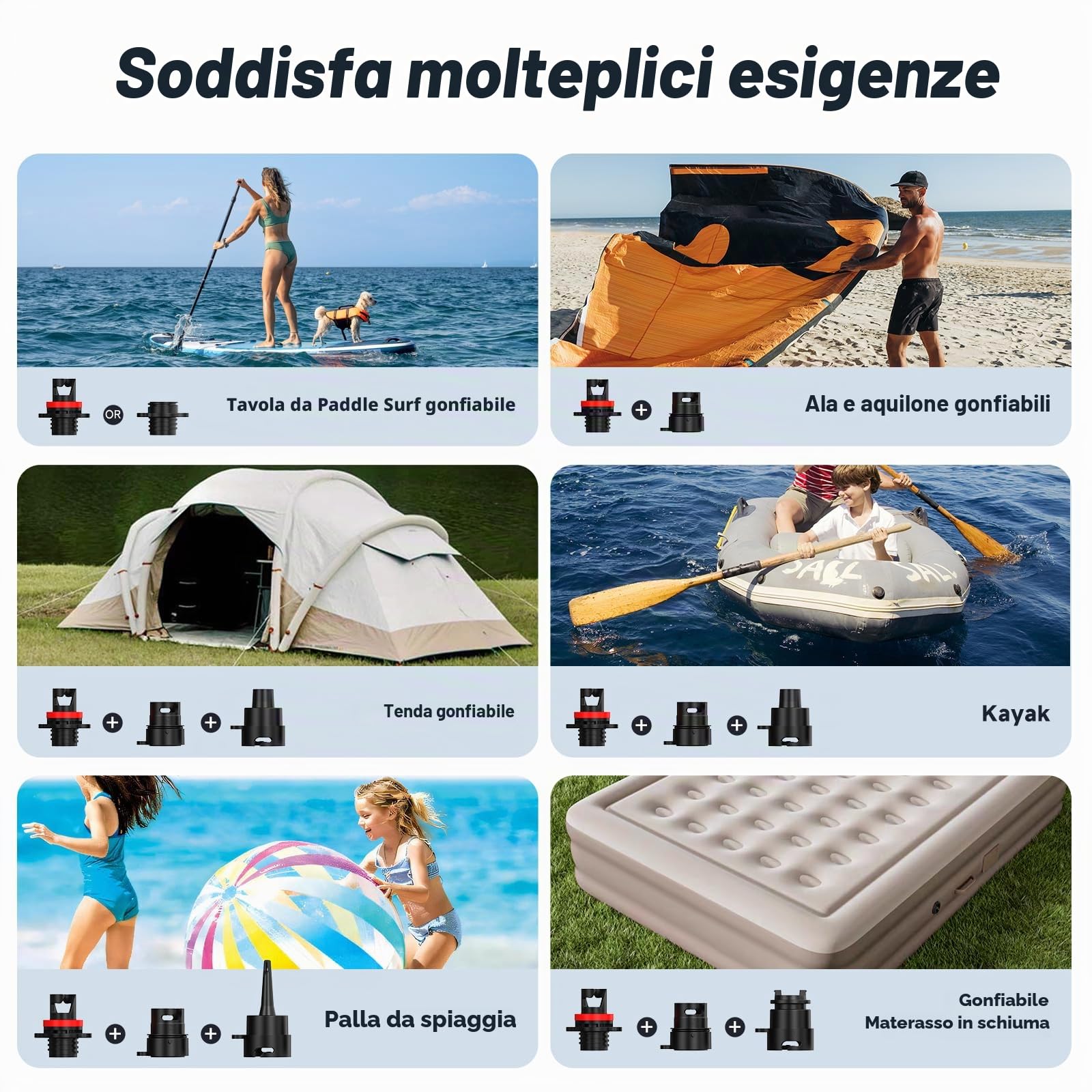 Peakspeak Pompa elettrica per SUP ricaricabile 20PSI, a doppio stadio, gonfiaggio e sgonfiaggio, adatta per stand up paddle, barche, kayak e tende